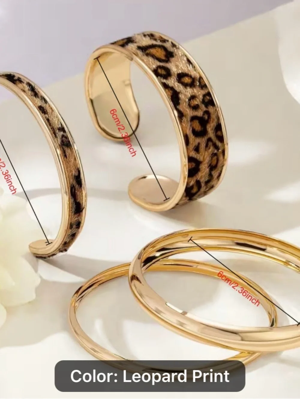 Gold and Leopard Print Bangle Bracelet Set - Women Jewelry